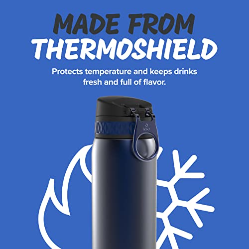 Ion8 Double-Wall Stainless Steel Water Bottle - Vacuum Insulated Leak Proof Water Bottle - Fits Cup Holders - For Fitness, Camping and More, 11 oz / 320 ml (Pack of 1) - OneTouch 1.0 - Navy