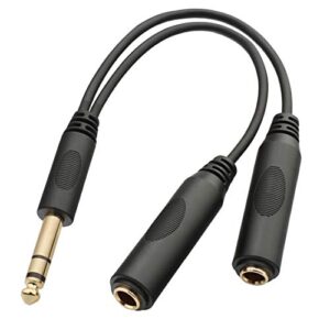 tisino 1/4 splitter cable, 1/4" trs stereo male to dual 1/4" trs stereo female jack quarter inch splitter cord - 8 inches /20cm