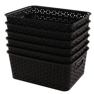 dehouse woven plastic storage basket, 6 packs, black