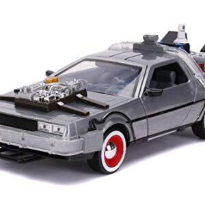 JADA TOYS, Back to The Future Part III: Time Machine with Light-up 1:24 Scale Vehicle, Unisex Adult Silver