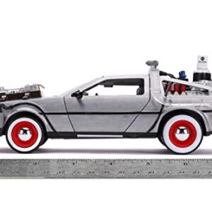 JADA TOYS, Back to The Future Part III: Time Machine with Light-up 1:24 Scale Vehicle, Unisex Adult Silver