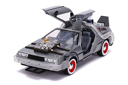 JADA TOYS, Back to The Future Part III: Time Machine with Light-up 1:24 Scale Vehicle, Unisex Adult Silver