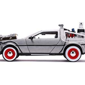 JADA TOYS, Back to The Future Part III: Time Machine with Light-up 1:24 Scale Vehicle, Unisex Adult Silver