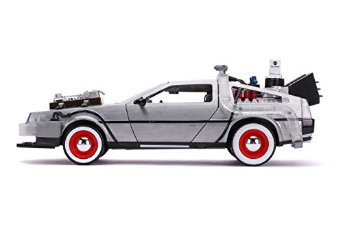 JADA TOYS, Back to The Future Part III: Time Machine with Light-up 1:24 Scale Vehicle, Unisex Adult Silver