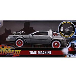 JADA TOYS, Back to The Future Part III: Time Machine with Light-up 1:24 Scale Vehicle, Unisex Adult Silver