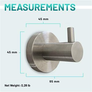 C&G BATHROOM SOLUTIONS Brushed Nickel Towel Hooks for Bathroom Wall Mounted - Stylish and Durable Modern Hand Towel Hooks for Bathrooms - Rust-Proof Towel Hooks for Shower - Bathroom Towel Hooks