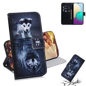 lemaxelers redmi note 9 pro cover shockproof dog wolf pattern pu leather flip card slot wallet case magnetic stand card slot folio case for xiaomi redmi note 9s/note 9 pro max dog wolf pattern tx