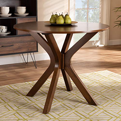 Baxton Studio Kenji Modern and Contemporary Walnut Brown Finished 35-Inch-Wide Round Wood Dining Table