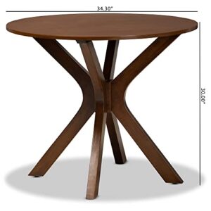 Baxton Studio Kenji Modern and Contemporary Walnut Brown Finished 35-Inch-Wide Round Wood Dining Table