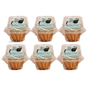 single cupcake boxes -individual cupcake container - single compartment cupcake carrier holder box - stackable - deep dome - clear plastic - bpa-free- (25)