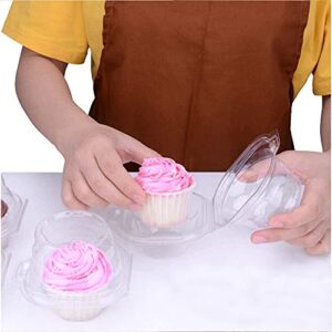 Single Cupcake Boxes -Individual Cupcake Container - Single Compartment Cupcake Carrier Holder Box - Stackable - Deep Dome - Clear Plastic - BPA-Free- (25)