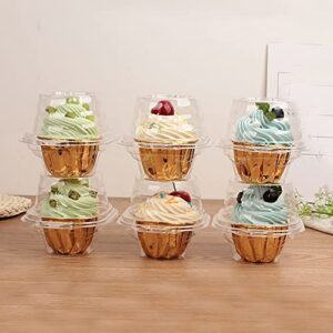 Single Cupcake Boxes -Individual Cupcake Container - Single Compartment Cupcake Carrier Holder Box - Stackable - Deep Dome - Clear Plastic - BPA-Free- (25)