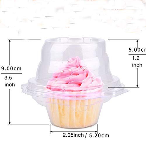 Single Cupcake Boxes -Individual Cupcake Container - Single Compartment Cupcake Carrier Holder Box - Stackable - Deep Dome - Clear Plastic - BPA-Free- (25)