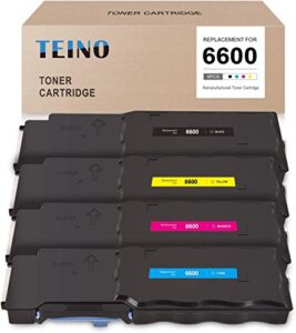 teino remanufactured toner cartridge replacement for xerox workcentre 6605 6605dn 6605n phaser 6600 6600dn 6600n (black, cyan, magenta, yellow, 4-pack)