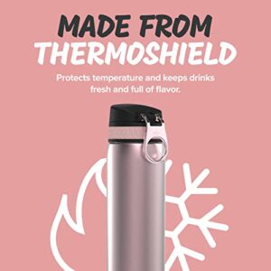 Ion8 Vacuum Insulated Stainless Steel Water Bottle - Leak Proof Bottle - Fits Cup Holders, 17 oz / 500 ml (Pack of 1) - OneTouch 1.0 - Rose