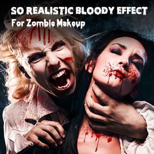 Halloween Fake Blood Spray Makeup - Washable Bloody Fake Blood for Costume Zombie Vampire and Monster Dress Up Cosplay, Realistic Blood Splatter for Clothes Mouth Face Paint Men Women