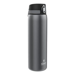 ion8 double-wall stainless steel water bottle - vacuum insulated leak proof water bottle - fits cup holders - for fitness, camping and more, 31 oz / 920 ml (pack of 1) - onetouch 1.0 - gray