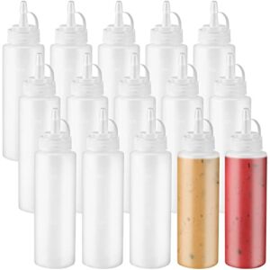 hamiggaa 15 pcs 8oz squeeze bottles,plastic condiment bottle with twist on cap lids,squeeze bottle for sauces,ketchup,barbecue,syrup,paint