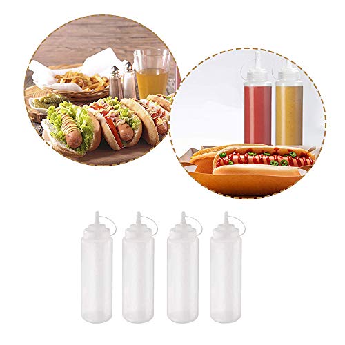 Hamiggaa 15 PCS 8oz Squeeze Bottles,Plastic Condiment Bottle with Twist On Cap Lids,Squeeze Bottle for Sauces,Ketchup,Barbecue,Syrup,Paint