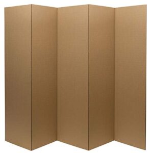 6 ft. Tall Brown Temporary Cardboard Folding Screen - 5 Panel