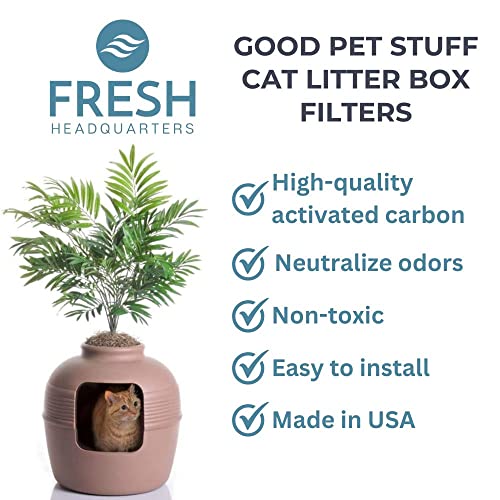 FRESH HEADQUARTERS Activated Carbon Filter Replacements Compatible with Good Pet Stuff Hidden Cat Litter Planter – Active Charcoal Filters Eliminate up to 99% of Cat Box Smells (4 Pack)