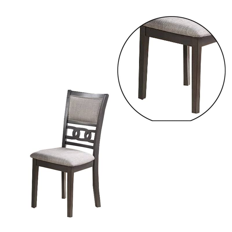 Benjara Fabric Upholstered Dining Chair with Knot Cut Out Back, Set of 2, Gray