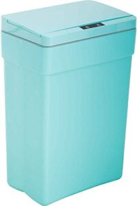 blue 13 gallon touch free automatic trash can high capacity plastic garbage can trash bin with lid for kitchen living room office bathroom, 50l electronic touchless motion sensor automatic trash can…
