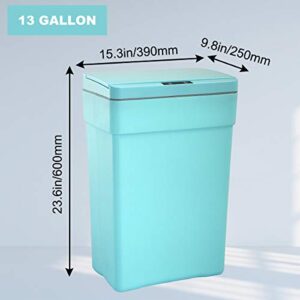 Blue 13 Gallon Touch Free Automatic Trash Can High Capacity Plastic Garbage Can Trash Bin with Lid for Kitchen Living Room Office Bathroom, 50L Electronic Touchless Motion Sensor Automatic Trash Can…