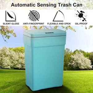 Blue 13 Gallon Touch Free Automatic Trash Can High Capacity Plastic Garbage Can Trash Bin with Lid for Kitchen Living Room Office Bathroom, 50L Electronic Touchless Motion Sensor Automatic Trash Can…