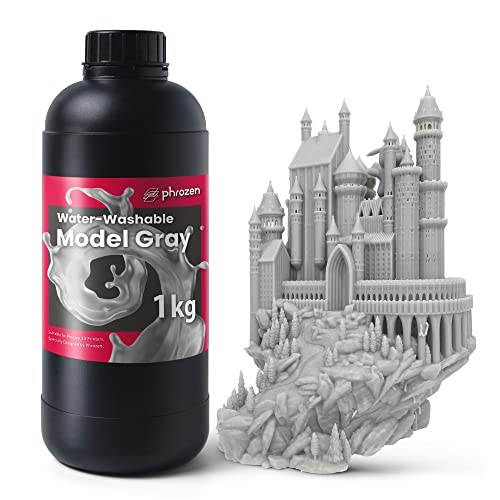 phrozen 3D Printer Water-Washable Rapid Resin, Model Gray 405nm LCD UV-Curing Photopolymer Resin for High Precision Printing, Low Odor, Non-Brittle, Easy to Print, Easy to Clean and Cure (1KG)