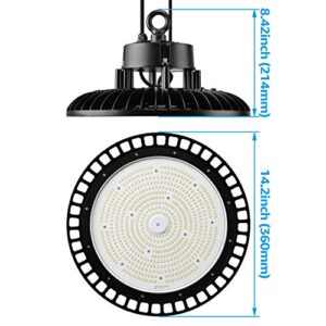 LEONLITE LED High Bay Light 240W 33,600lm 1-10V Dimmable UL Listed 5000K Daylight, 100-277V IP65 Commercial UFO LED High Bay Light for Gym Factory Warehouse Barn