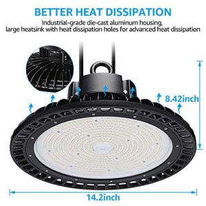 LEONLITE LED High Bay Light 240W 33,600lm 1-10V Dimmable UL Listed 5000K Daylight, 100-277V IP65 Commercial UFO LED High Bay Light for Gym Factory Warehouse Barn