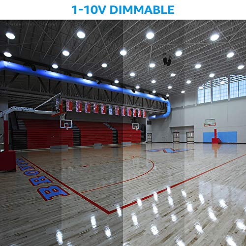 LEONLITE LED High Bay Light 240W 33,600lm 1-10V Dimmable UL Listed 5000K Daylight, 100-277V IP65 Commercial UFO LED High Bay Light for Gym Factory Warehouse Barn