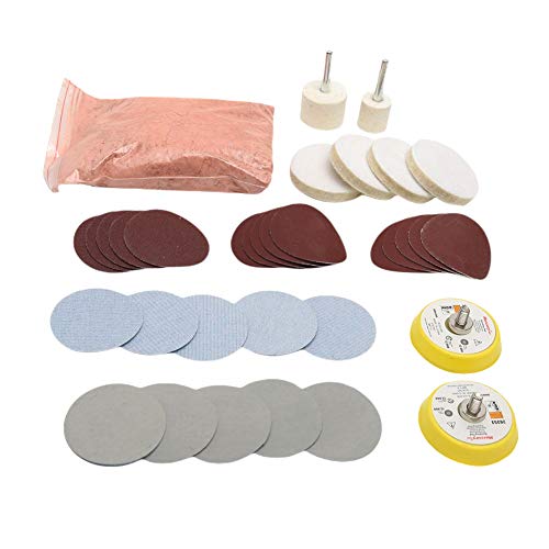 WOOPOWER Glass Polishing Kit, 34Pcs/Set Scratch Removal Set Deep Scratch Remover Window Repair Tool, Felt Polishing Pad for Windscreen and Glass