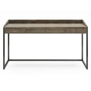 SIMPLIHOME Ralston SOLID WOOD and Metal Modern Inrial 60 inch Wide Home Office Desk, Writing Table, Workstation, Study Table Furniture in Distressed Grey with 2 Drawerss