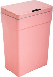 pink 13 gallon touch free automatic trash can high capacity plastic garbage can trash bin with lid for kitchen living room office bathroom, 50l electronic touchless motion sensor automatic trash can…