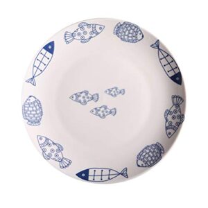 yarnow 8-inch ceramic serving plate porcelain round platter dessert salad tray dinner dish bowl for tabletop home restaurant (nine fishes)