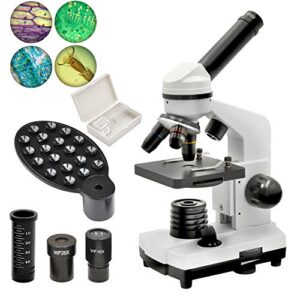 starboosa microscope 80x-1600x for kids beginners lab compound monocular microscopes with optical glass lenses & led illumination - microscope with smartphone adapter for kids beginner