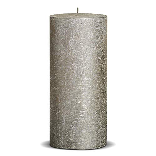 BOLSIUS Unscented Pillar Candles - Rustic Full Metallic Campagne Candle 2.75" X 7.5" - Decorative Candles Set of 3 - Clean Burning Candles for Wedding Home Decor Party Restaurant Spa- Aprox (190/68m)