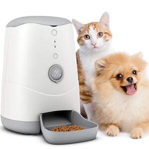 talo automatic wi-fi pet feeder 3.7l - smart cat feeder - dog feeder with app control - food dispenser with timer - 130oz – white