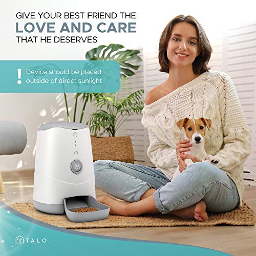 Talo Automatic Wi-Fi Pet Feeder 3.7L - Smart Cat Feeder - Dog Feeder with App Control - Food Dispenser with Timer - 130oz – White