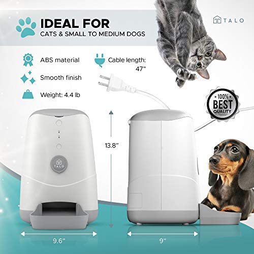 Talo Automatic Wi-Fi Pet Feeder 3.7L - Smart Cat Feeder - Dog Feeder with App Control - Food Dispenser with Timer - 130oz – White