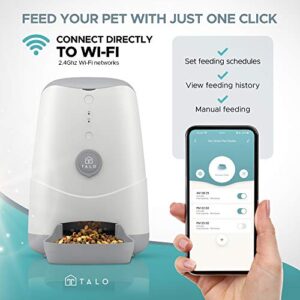 Talo Automatic Wi-Fi Pet Feeder 3.7L - Smart Cat Feeder - Dog Feeder with App Control - Food Dispenser with Timer - 130oz – White