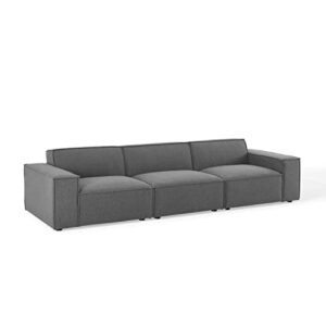 modway restore 3-piece upholstered sectional sofa in charcoal