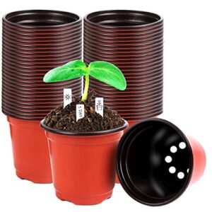 220 pcs 4 inch plastic plant nursery pots seed starting pots containers with 300 labels