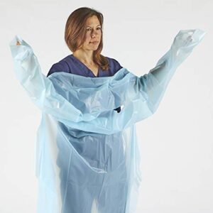 hand2mind Polyethylene, Level 1, Disposable, Non-Surgical Isolation Gowns, Blue, Bag of 15