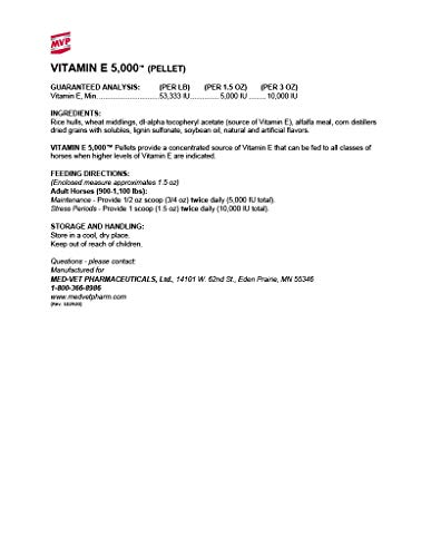 Med-Vet Pharmaceuticals Vitamin E 5,000 (7.5lb) Pelleted Vitamin E for Horses…