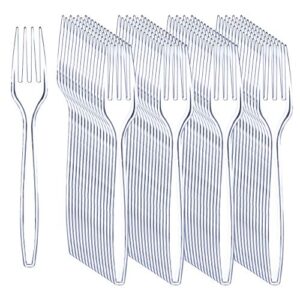 liacere 360 pieces clear plastic forks - heavyweight disposable forks - 6.7inch heavy duty clear cutlery - plastic utensils - perfect for parties and restaurants