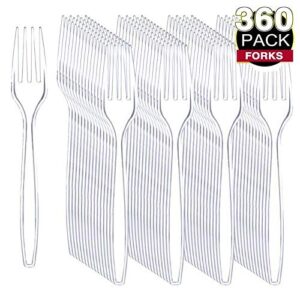 Liacere 360 Pieces Clear Plastic Forks - Heavyweight Disposable Forks - 6.7inch Heavy Duty Clear Cutlery - Plastic Utensils - Perfect for Parties and Restaurants