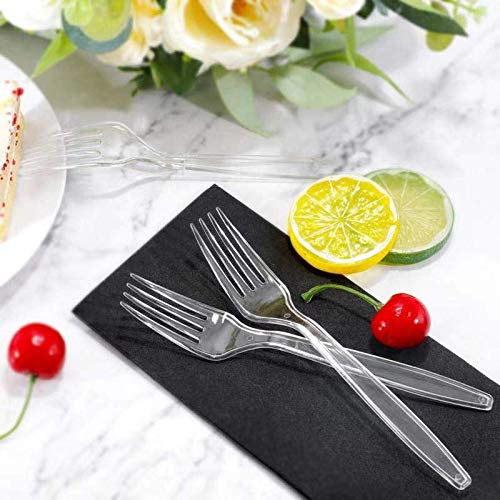 Liacere 360 Pieces Clear Plastic Forks - Heavyweight Disposable Forks - 6.7inch Heavy Duty Clear Cutlery - Plastic Utensils - Perfect for Parties and Restaurants